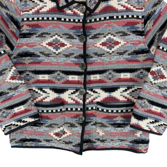 VTG Jane Ashley Tapestry Jacket Blazer Womens Sz M Southwestern Aztec Tribal Y2K - Picture 3 of 14